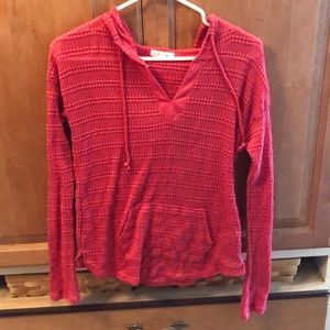 Pink mesh long sleeve hoodie sweater